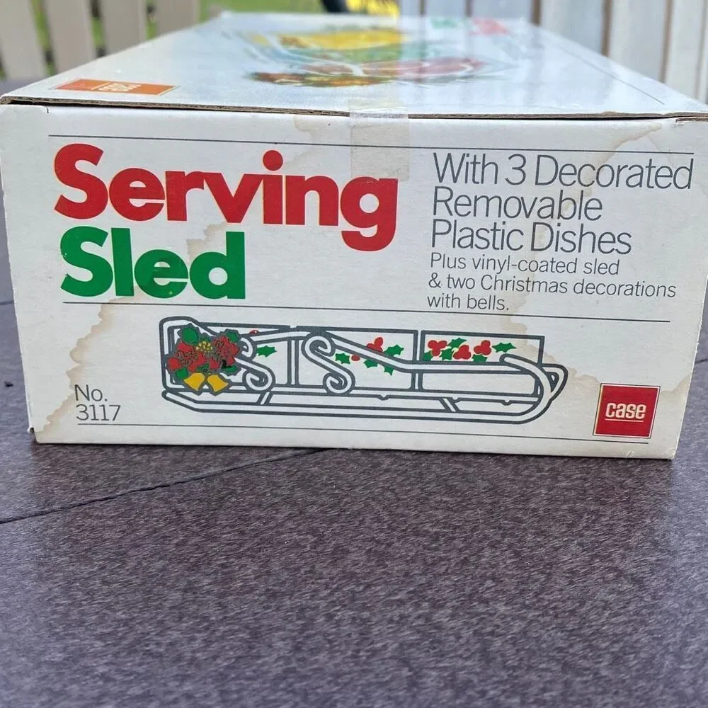 Vintage Christmas serving sled with trays 1985 holiday dinner‎ party